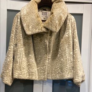 Bill Blass Cream Teddy Jacket with Fold-Over Collar